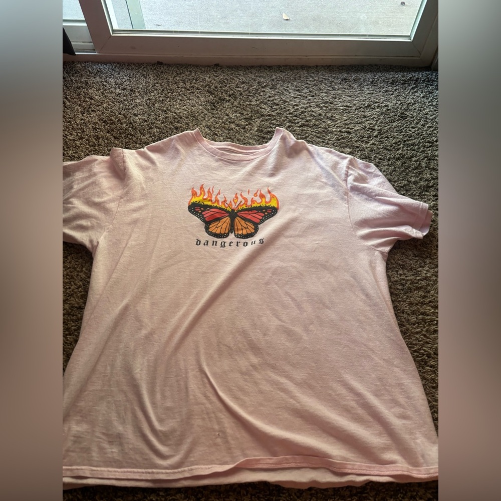 Pink Butterfly Graphic T-Shirt